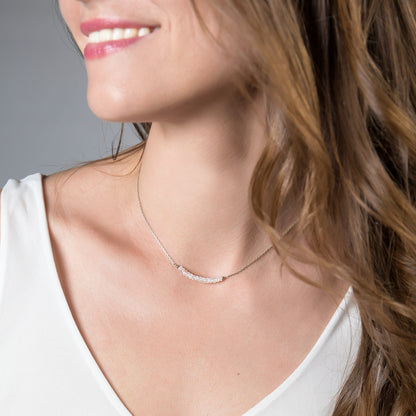 Rainbow Moonstone Bar Necklace • LINEA