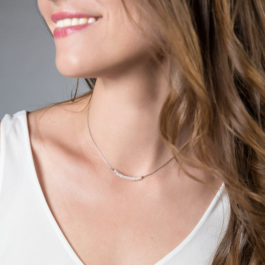 Rainbow Moonstone Bar Necklace • LINEA