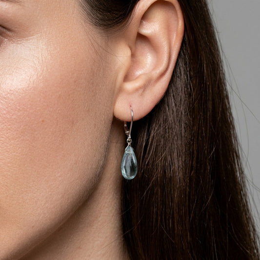 Large Moss Aquamarine Earrings