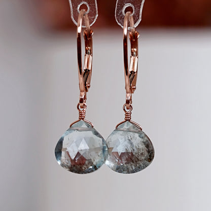 Moss Aquamarine Earrings in 14k Gold