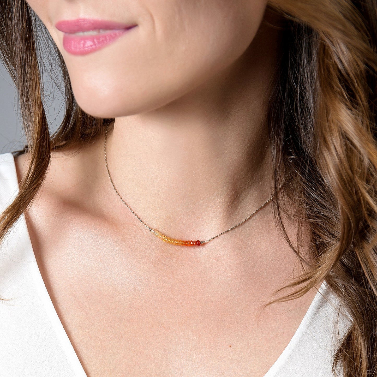 Mexican Fire Opal Bar Necklace • LINEA