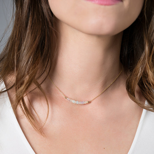 Ethiopian Opal Bar Necklace • LINEA