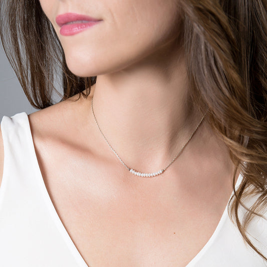 White Freshwater Pearl Bar Necklace • LINEA
