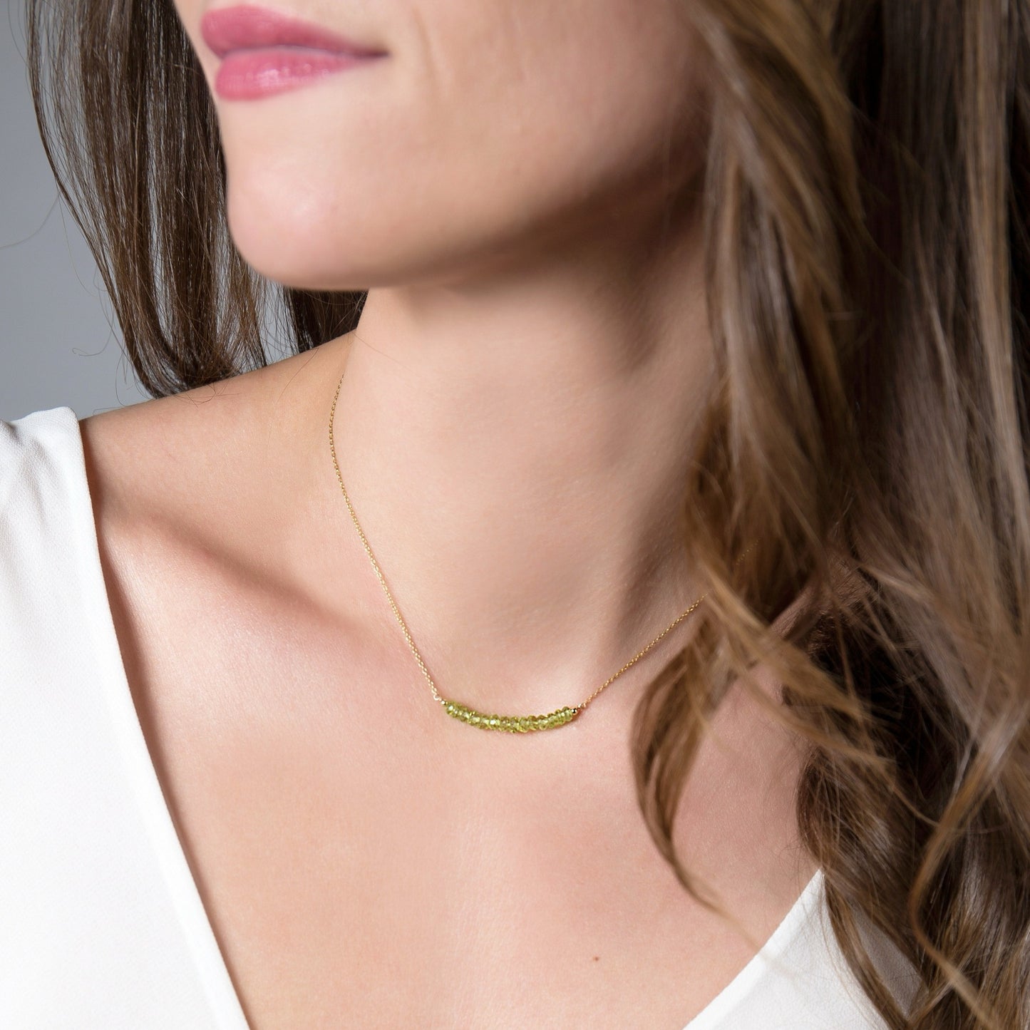 Peridot Bar Necklace • LINEA