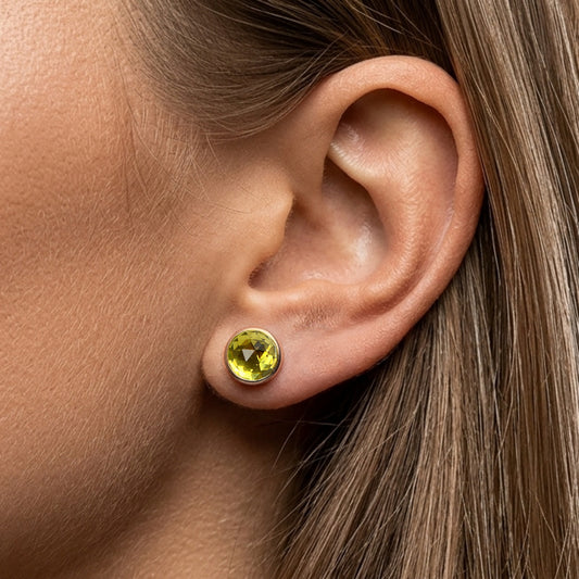 Peridot Stud Earrings, Rose Cut