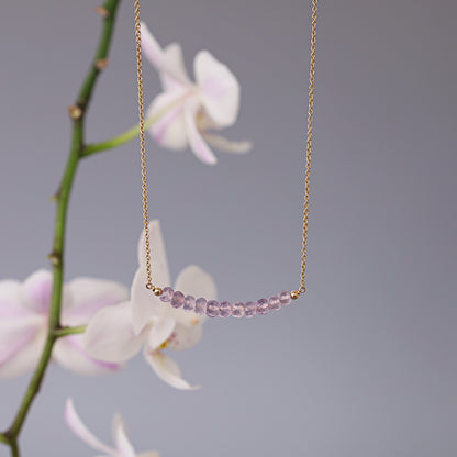 Pink Amethyst Bar Necklace • LINEA