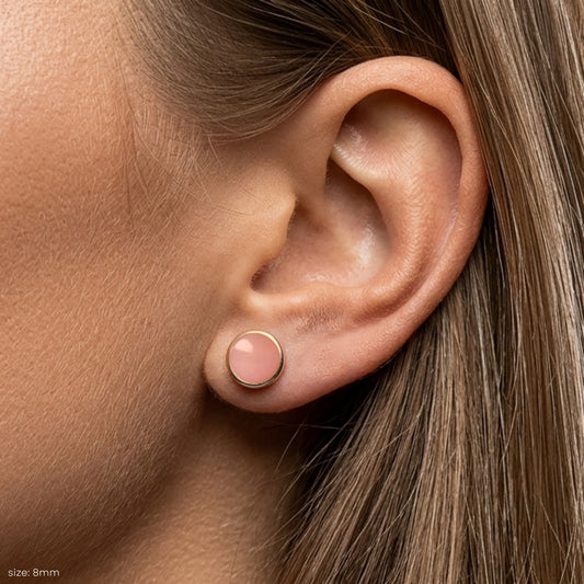 Pink Opal Stud Earrings