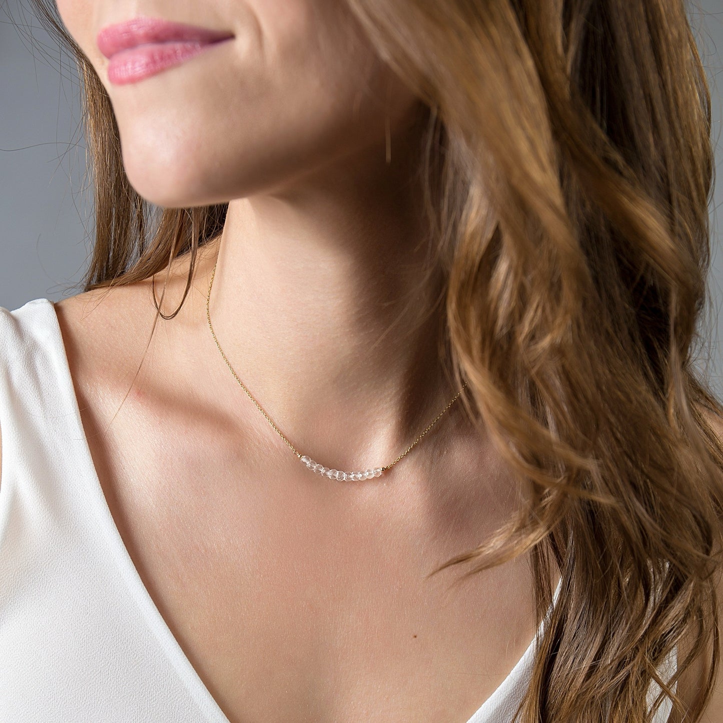 Rock Crystal Bar Necklace • LINEA