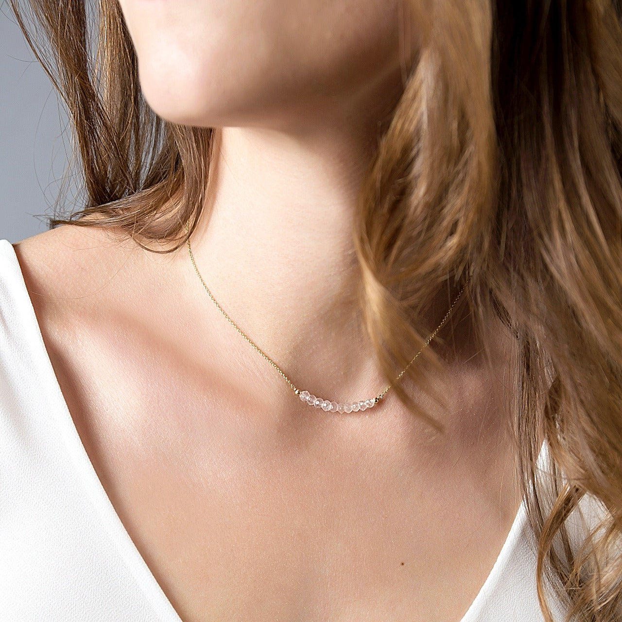 Rose Quartz Bar Necklace • LINEA
