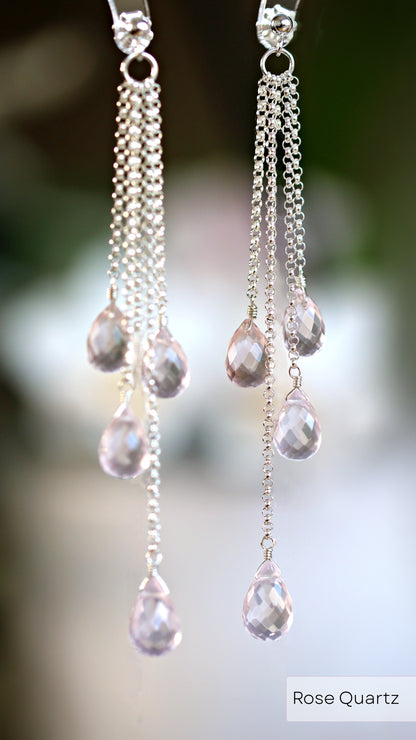 Cascade Earrings with 4 Gemstone Drops