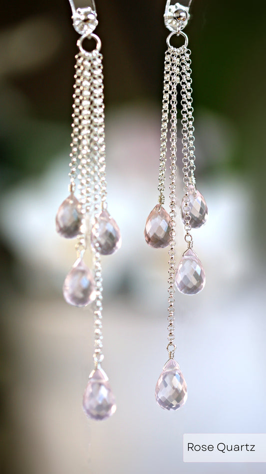 Chandelier Earrings with 4 Gemstone Drops