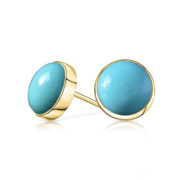 Kingman Turquoise Stud Earrings 14k Gold