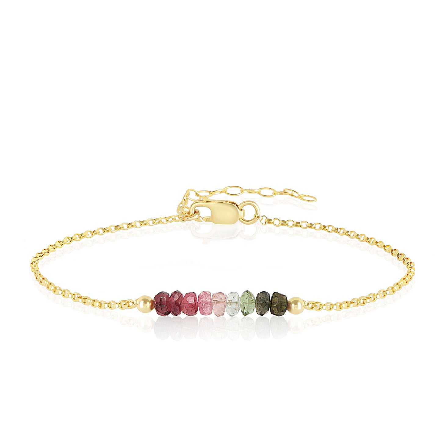 Watermelon Tourmaline Anklet with initials