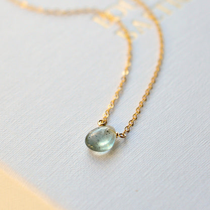 Tiny Moss Aquamarine Necklace