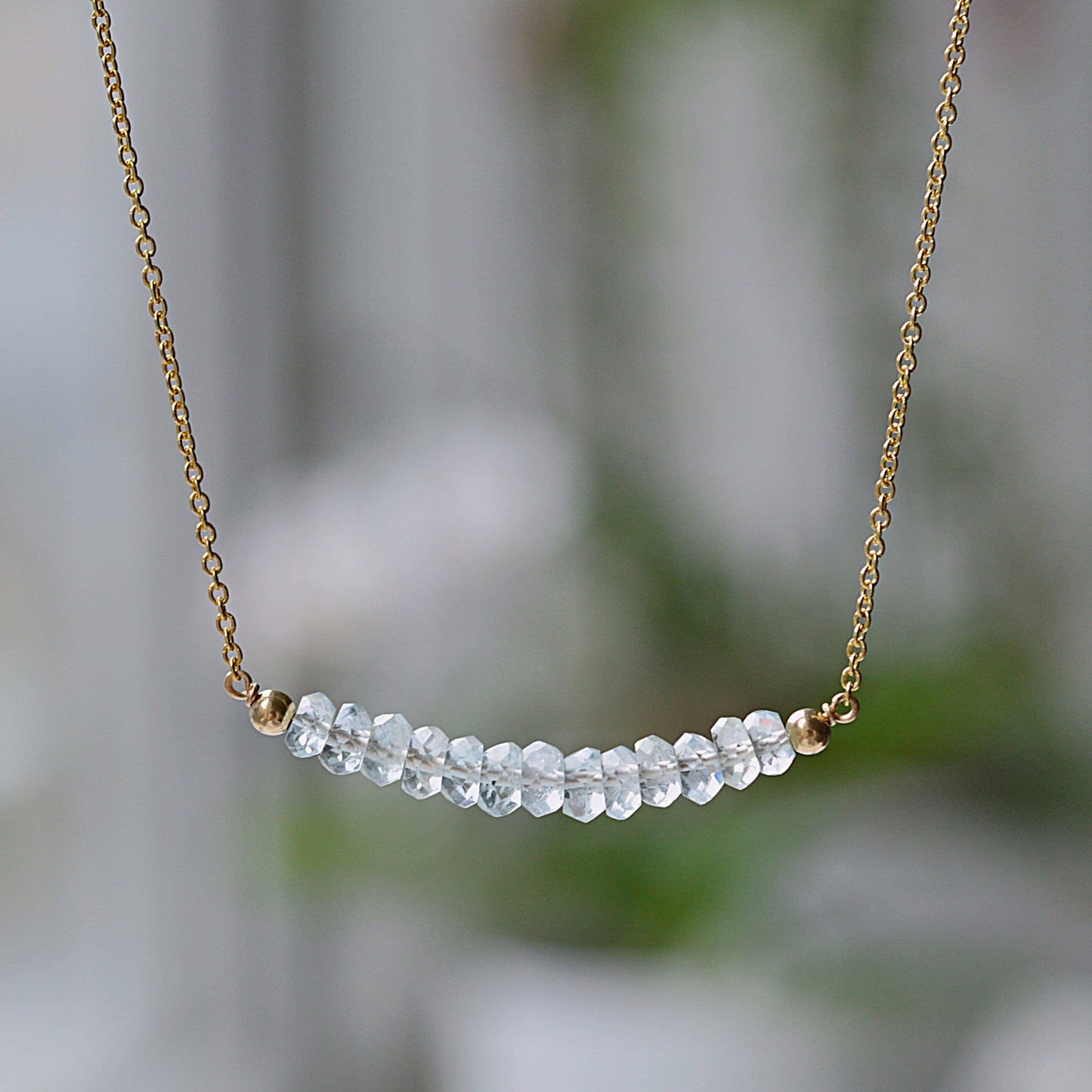 Aquamarine Bar Necklace • LINEA