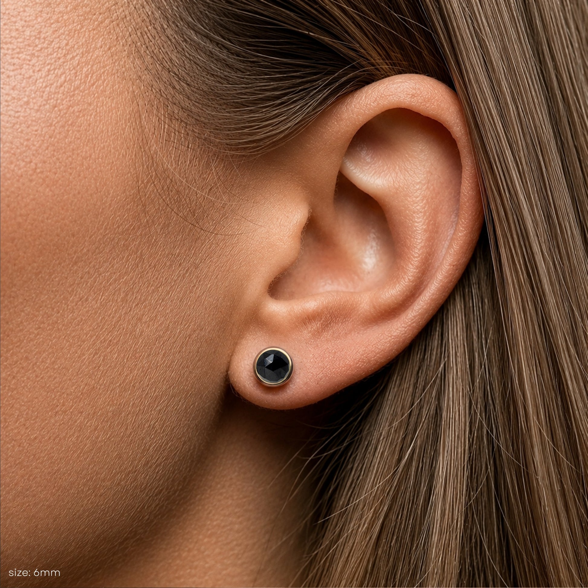 Black Tourmaline Stud Earrings, Rose Cut – Boutique Baltique