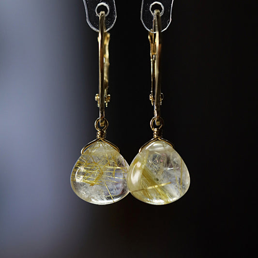 Gold Rutilated Quartz Earrings