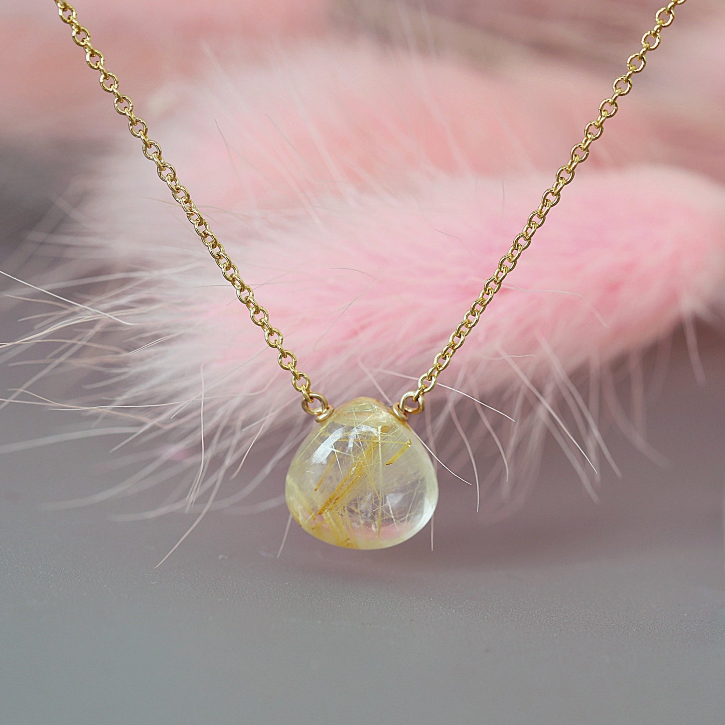 Gold Rutilated Quartz Necklace