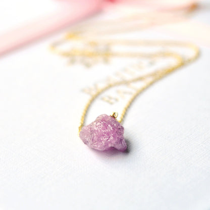 Raw Pink Sapphire Necklace
