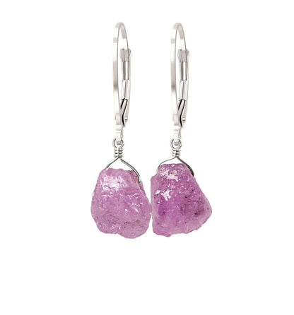 Raw Pink Sapphire Earrings