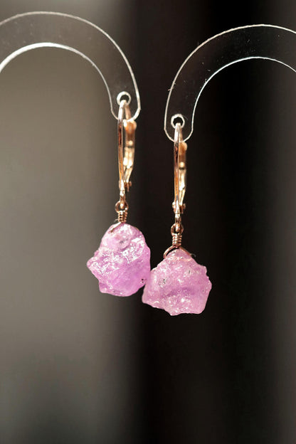 Raw Pink Sapphire Earrings