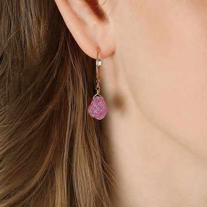 Raw Pink Sapphire Earrings