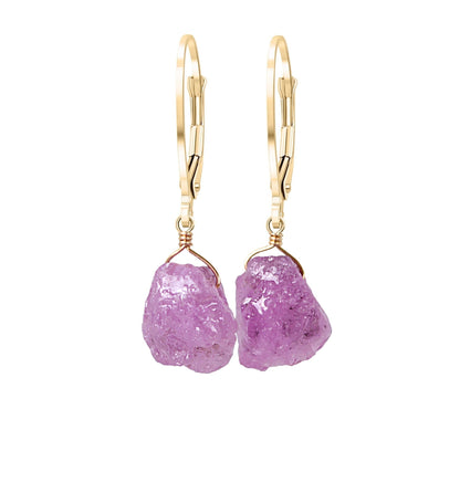 Raw Pink Sapphire Earrings
