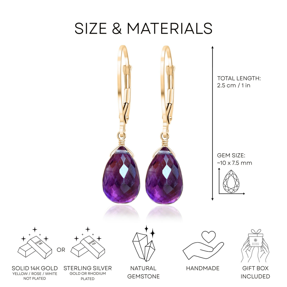 Amethyst Drop Earrings · February Birthstone