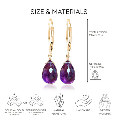 Amethyst Drop Earrings · February Birthstone