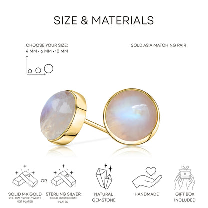 Rainbow Moonstone Stud Earrings · June Birthstone