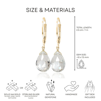 Clear Quartz Earrings · April Birthstone