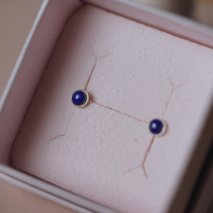 14k Gold Lapis Lazuli Stud Earrings