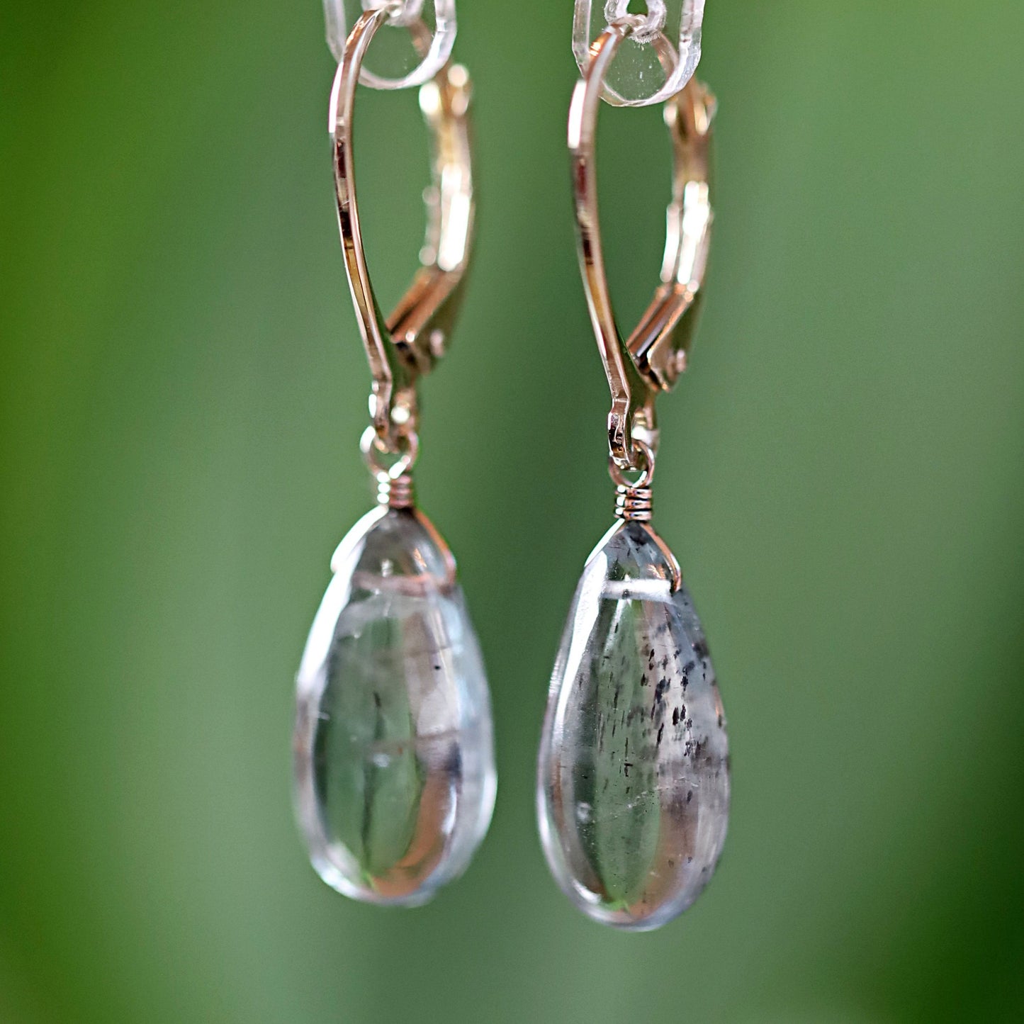 Large Moss Aquamarine Earrings