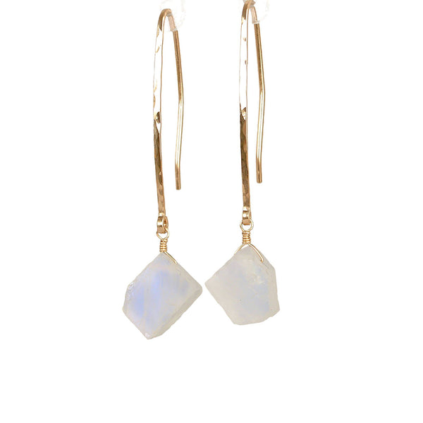 Raw Rainbow Moonstone Earrings - Boutique Baltique