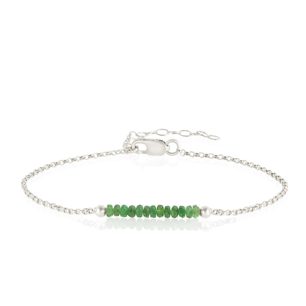 Green Garnet Bracelet with initials in Silver - Boutique Baltique