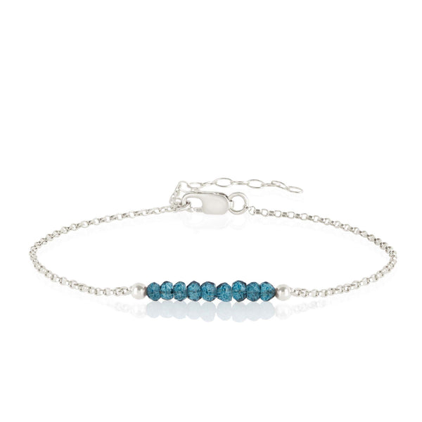 Londone Blue Topaz Bracelet with initials in Silver - Boutique Baltique