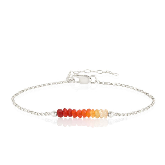 Mexican Fire Opal Bracelet with initials in Silver - Boutique Baltique