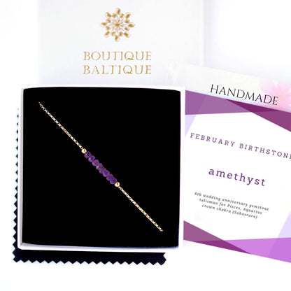 Amethyst Anklet with initials in Gold - Boutique Baltique 