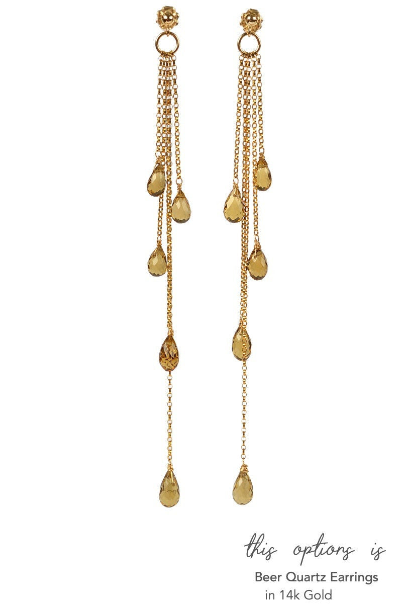Beer Quartz Long Shoulder Earrings - Boutique Baltique