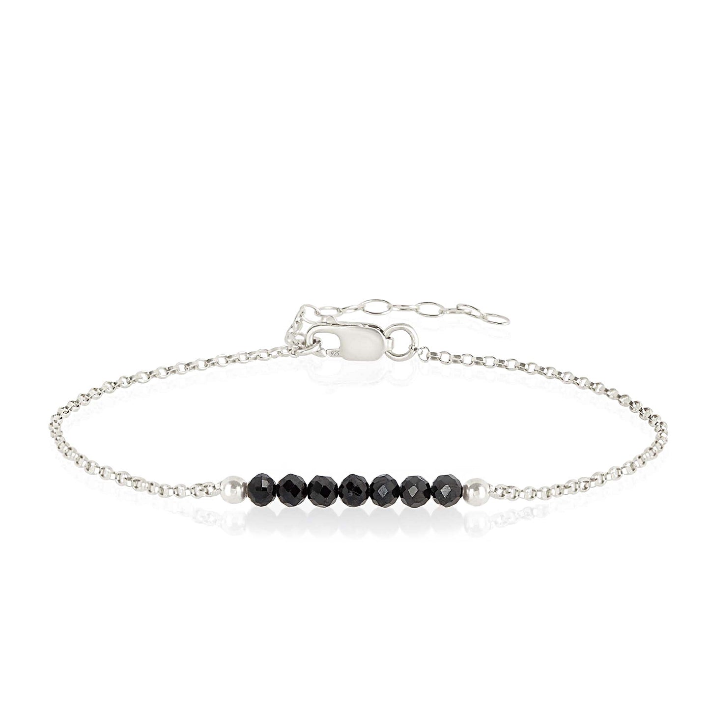 Black Tourmaline Anklet with initials in Silver - Boutique Baltique