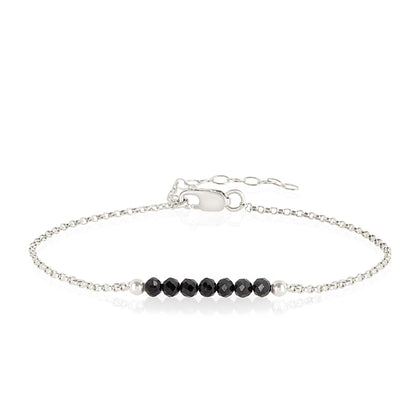 Black Tourmaline Anklet with initials in Silver - Boutique Baltique