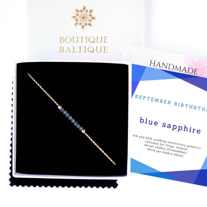 Blue Sapphire Anklet with initials in Gold - Boutique Baltique