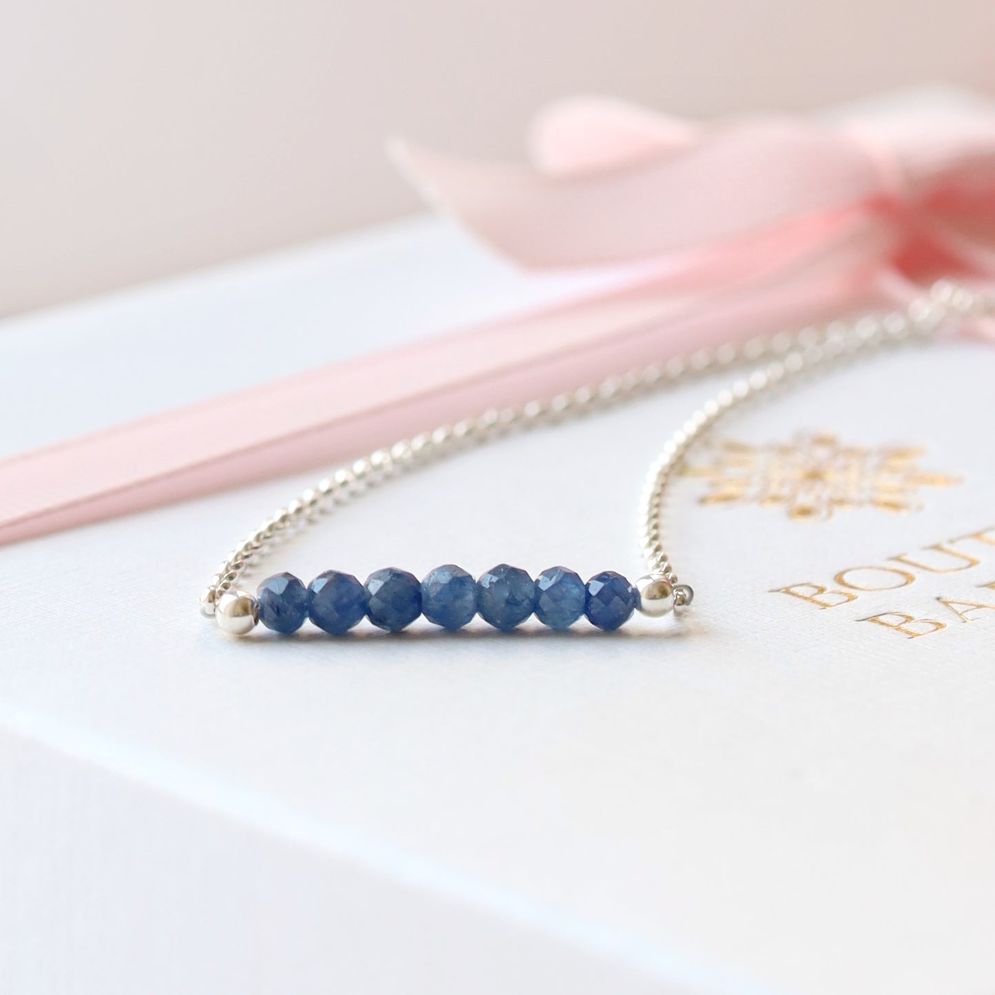 Blue Sapphire Bracelet with initials in Silver - Boutique Baltique