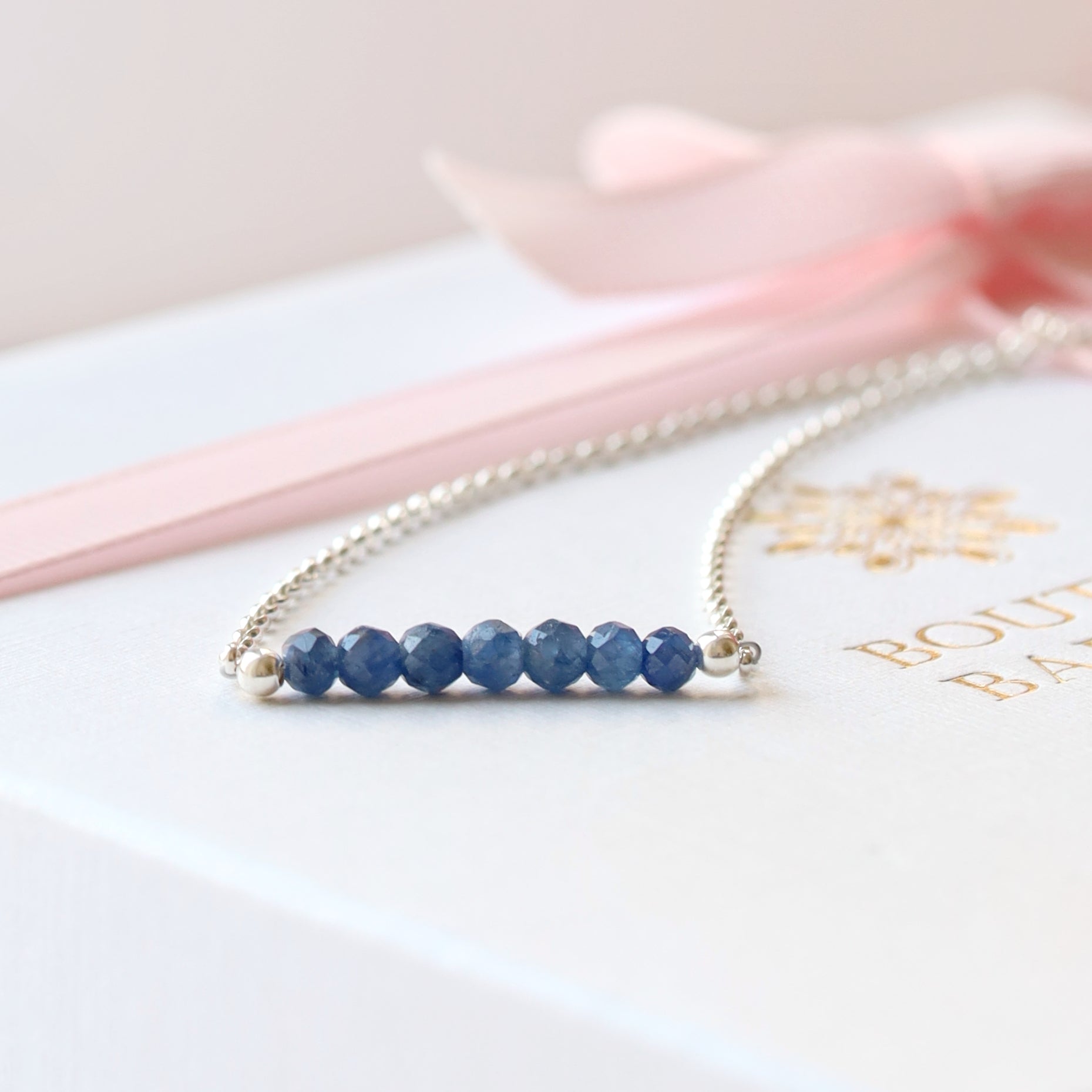 Blue Sapphire Bracelet with initials in Silver - Boutique Baltique