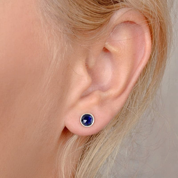 Blue Sapphire Stud Earrings in Silver- Boutique Baltique