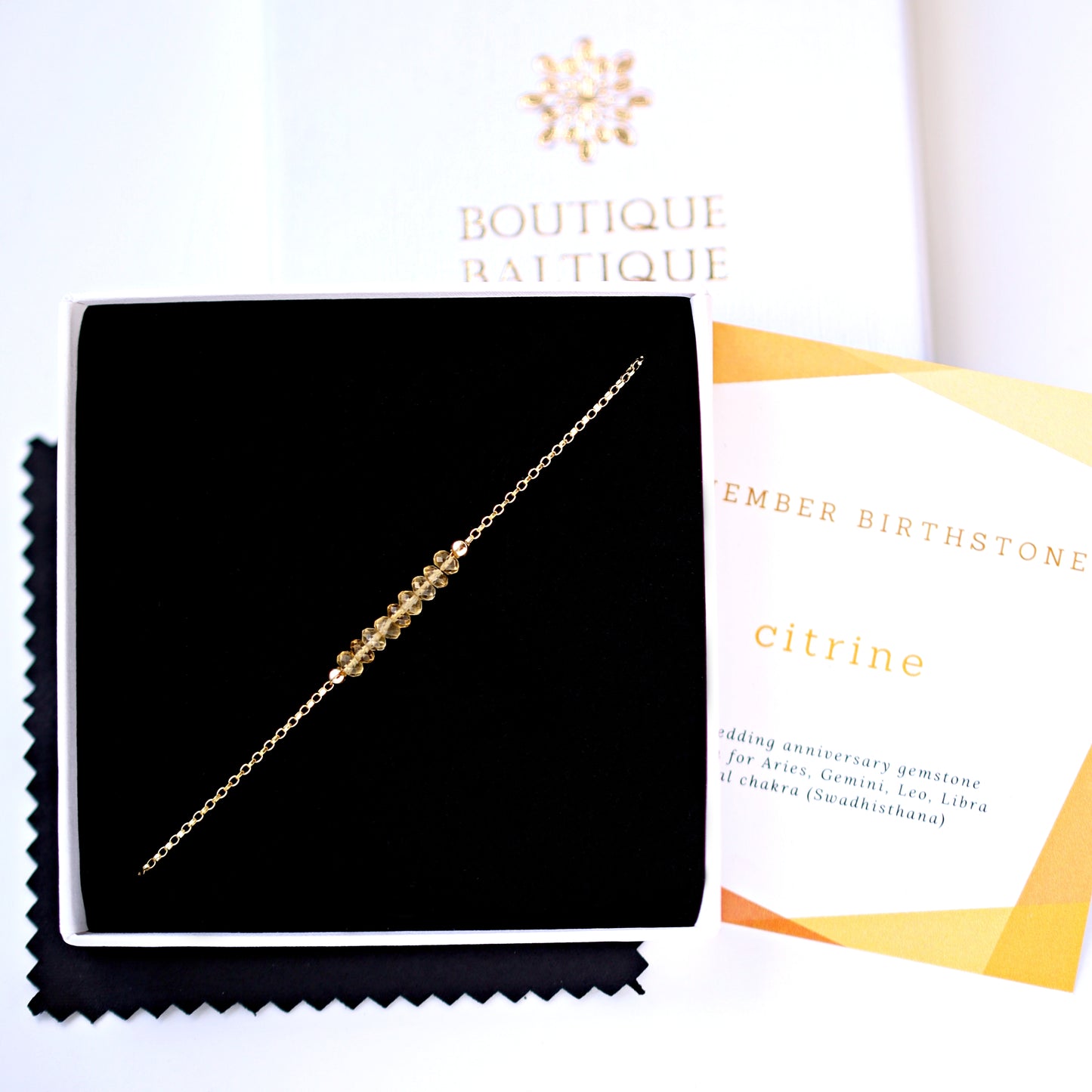 Citrine Anklet with initials in Gold - Boutique Baltique