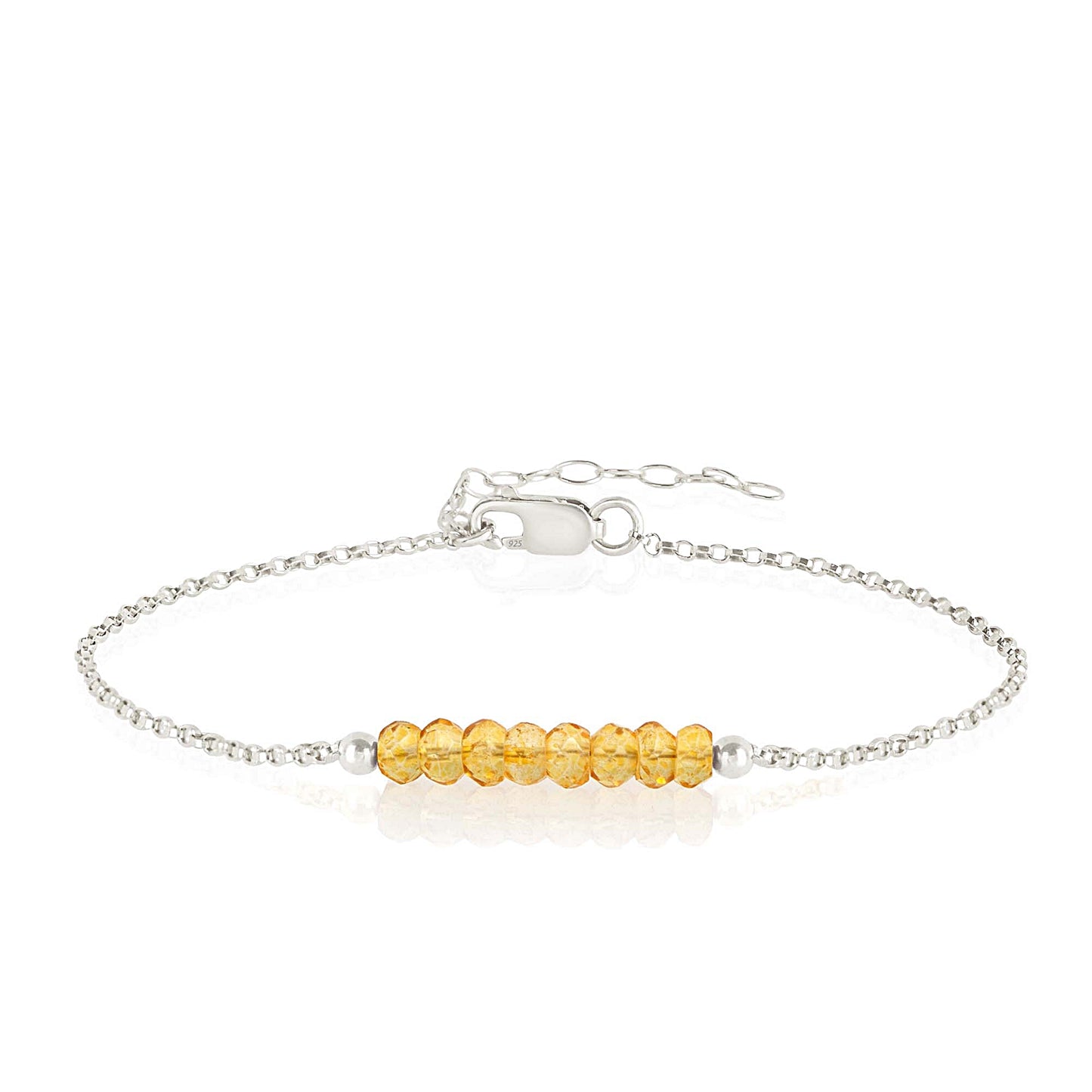 Citrine Anklet with initials in Silver - Boutique Baltique