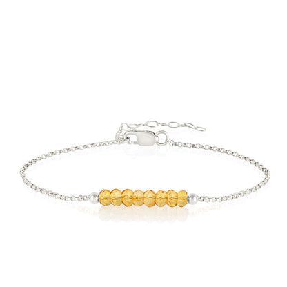 Citrine Anklet with initials in Silver - Boutique Baltique