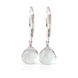 14k White Gold Clear Quartz Earrings with leverbacks