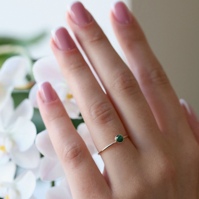Dainty 14k Gold Emerald Ring